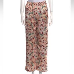 Paco Rabanne Wide Leg Floral Print Mid- Rise Pants SZ 2